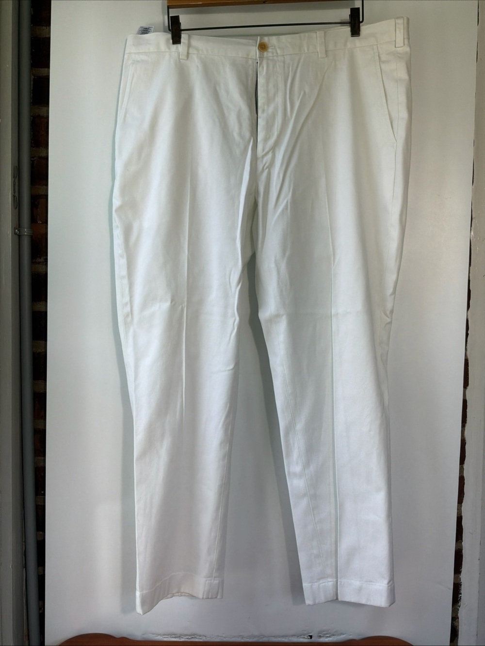 Brooks White Men's Chinos - Classic Flat Front